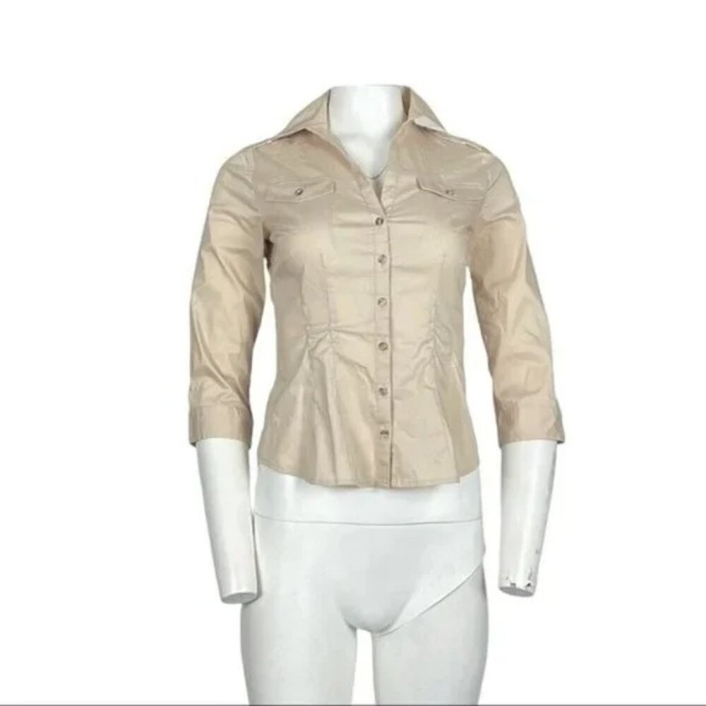 H&M Button Down Top Tan Size 6